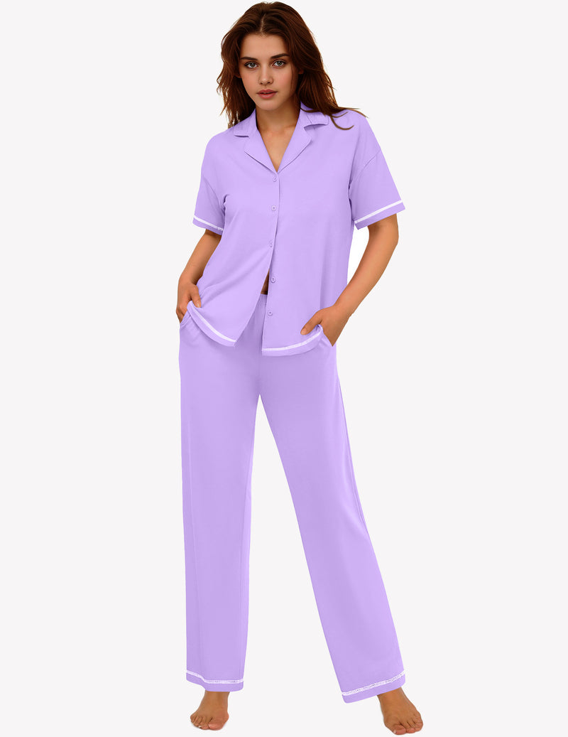 Ekouaer Cotton Pajamas Sets 2 Piece Lounge Set