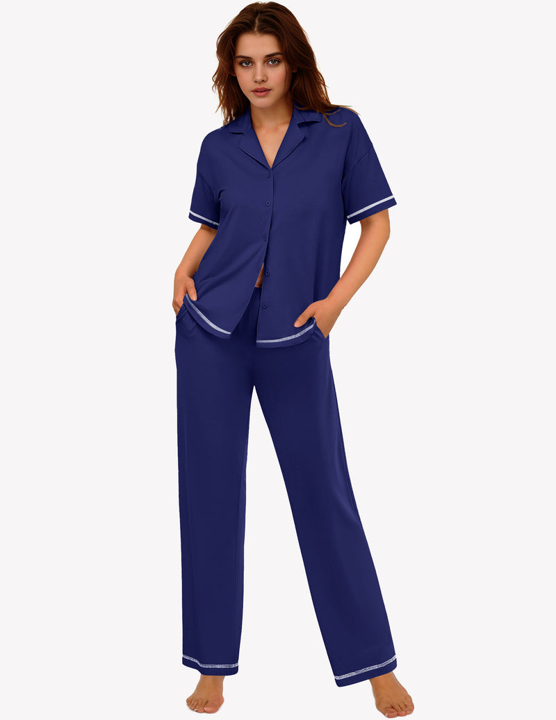 Ekouaer Cotton Pajamas Sets 2 Piece Lounge Set