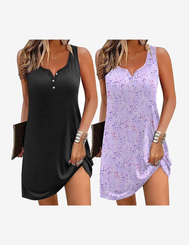 Ekouaer 2 Pack Night Gown Soft Sleep Dress