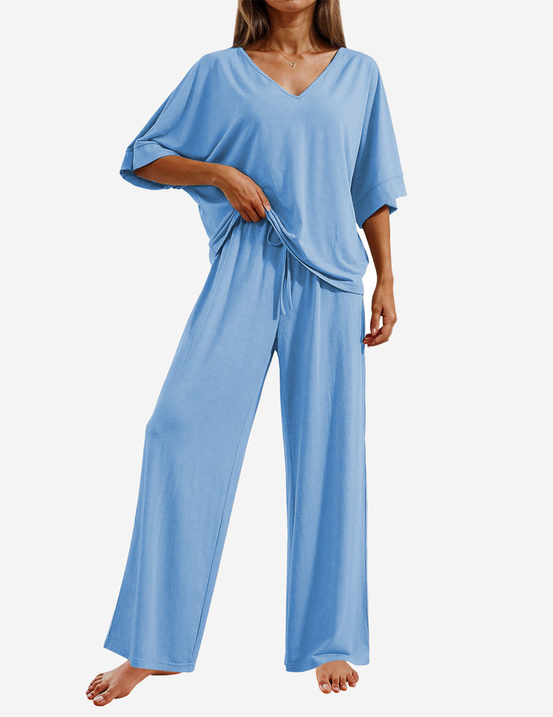 2 Piece Lounge Set Short Sleeve Tops and Long Pants