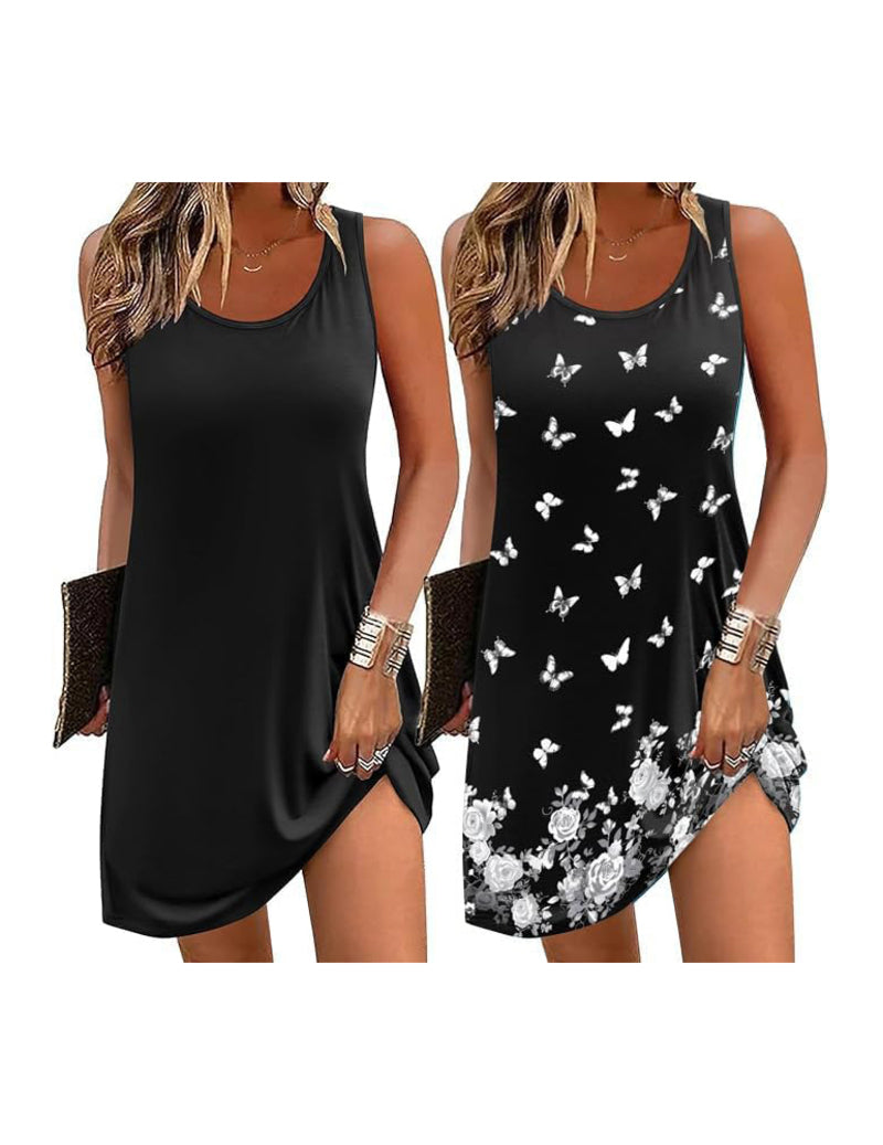 Ekouaer Nightgowns 2-Pack Sleeveless Tank Sleepshirt