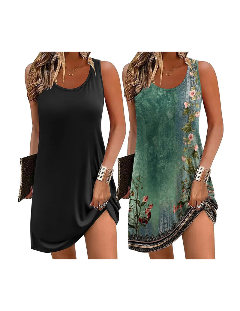 Ekouaer Nightgowns 2-Pack Sleeveless Tank Sleepshirt