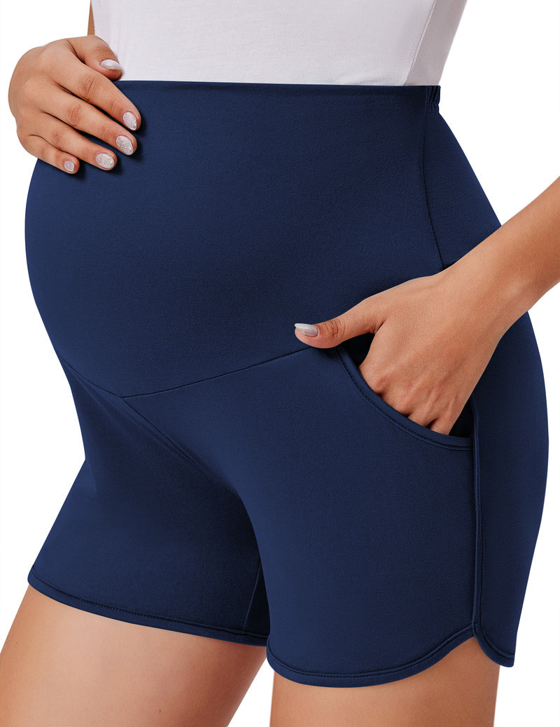 Over-belly maternity shorts with pockets, dark navy blue