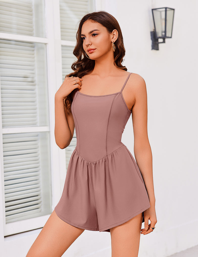 Ekouaer Athletic Jumpsuit Double Lined Shorts One Piece