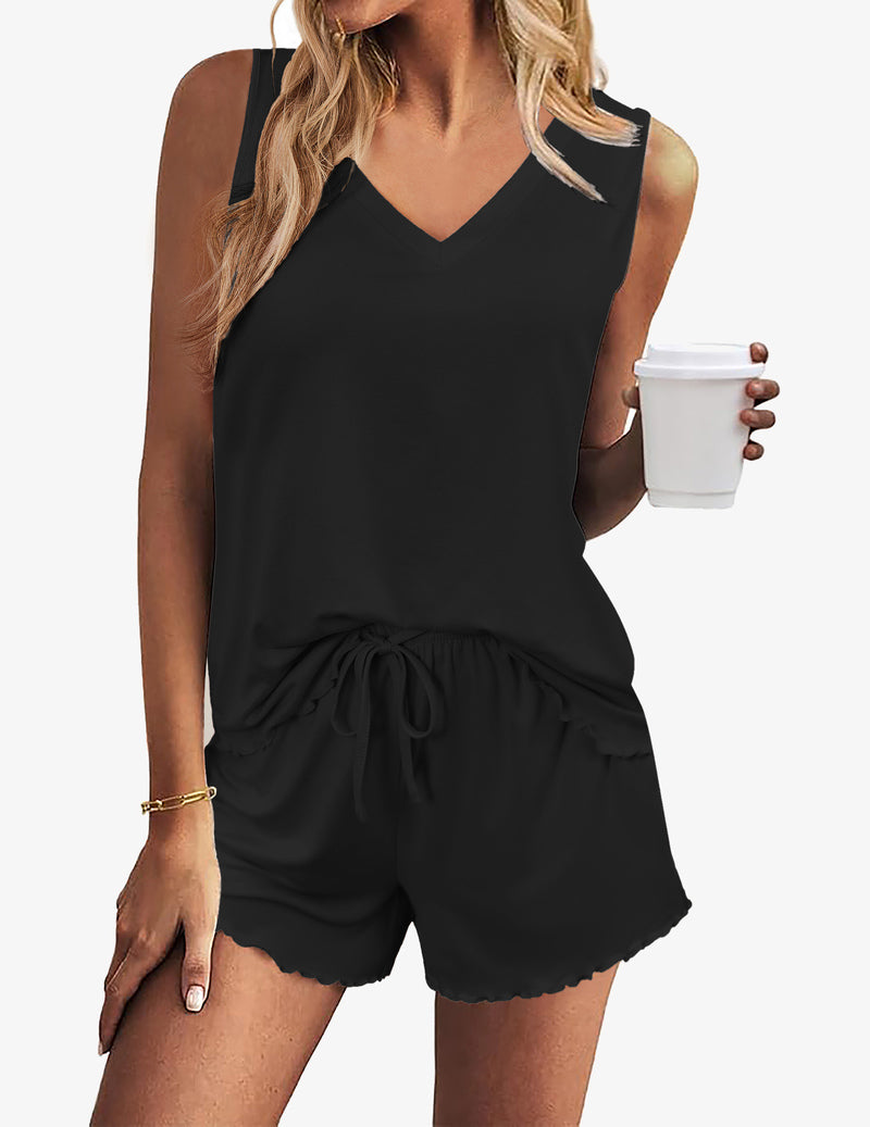 Ekouaer Pajamas Set Soft Comfy Tank and Shorts Pj Set