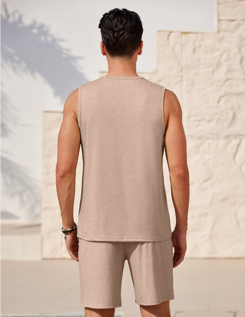 Ekouaer Men's 2-Piece Sleeveless Tank Top Pajamas Set with Shorts