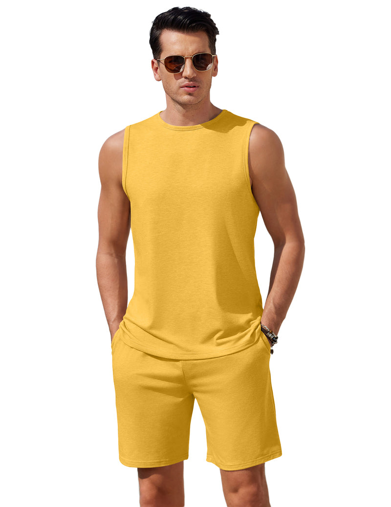 Ekouaer Men's 2-Piece Sleeveless Tank Top Pajamas Set with Shorts