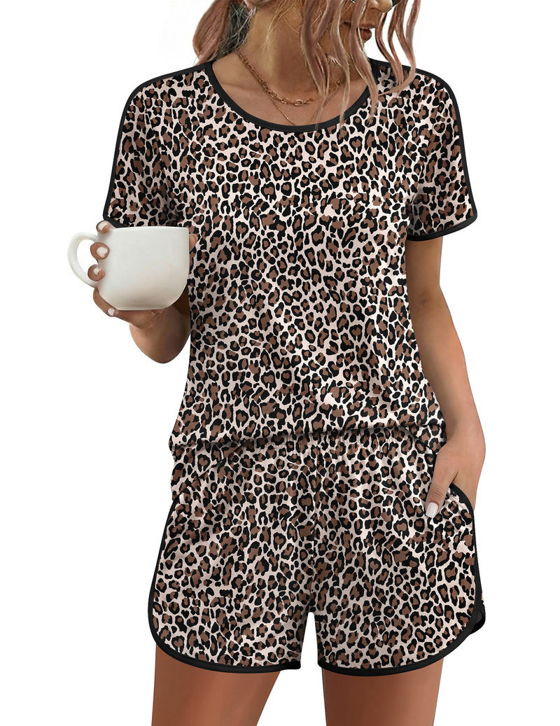 Short Sleeve Sleepwear Soft Pjs Sets 2 Piece Lounge Set