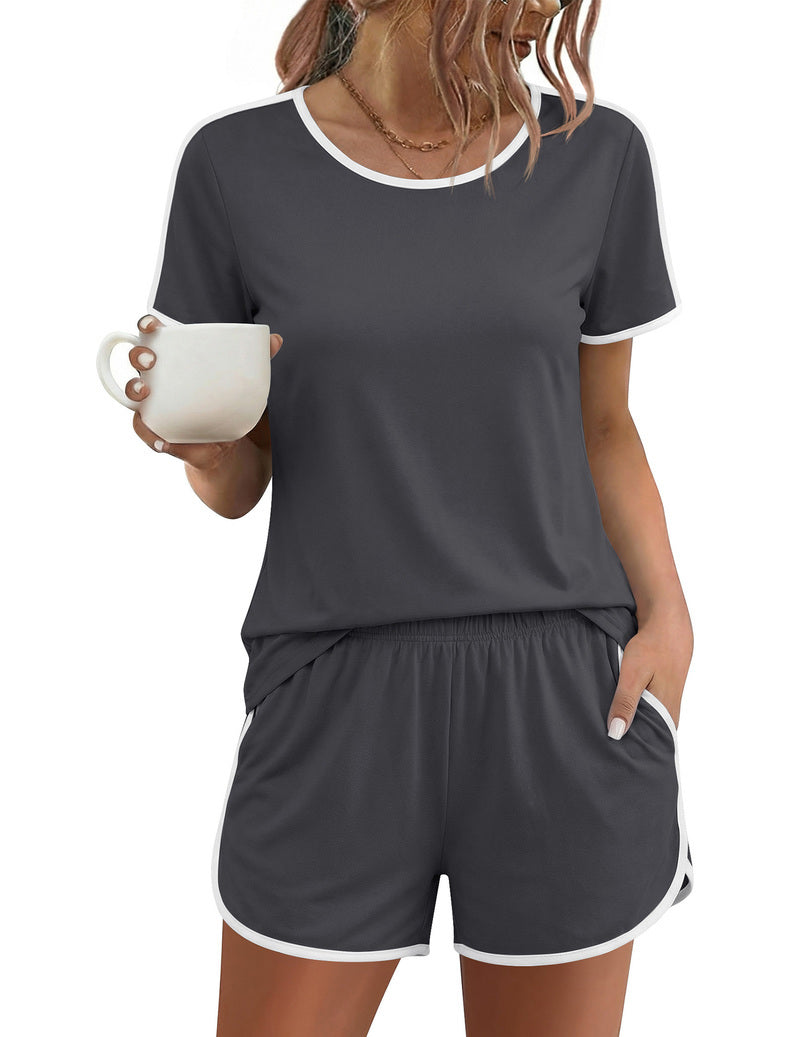 Short Sleeve Sleepwear Soft Pjs Sets 2 Piece Lounge Set