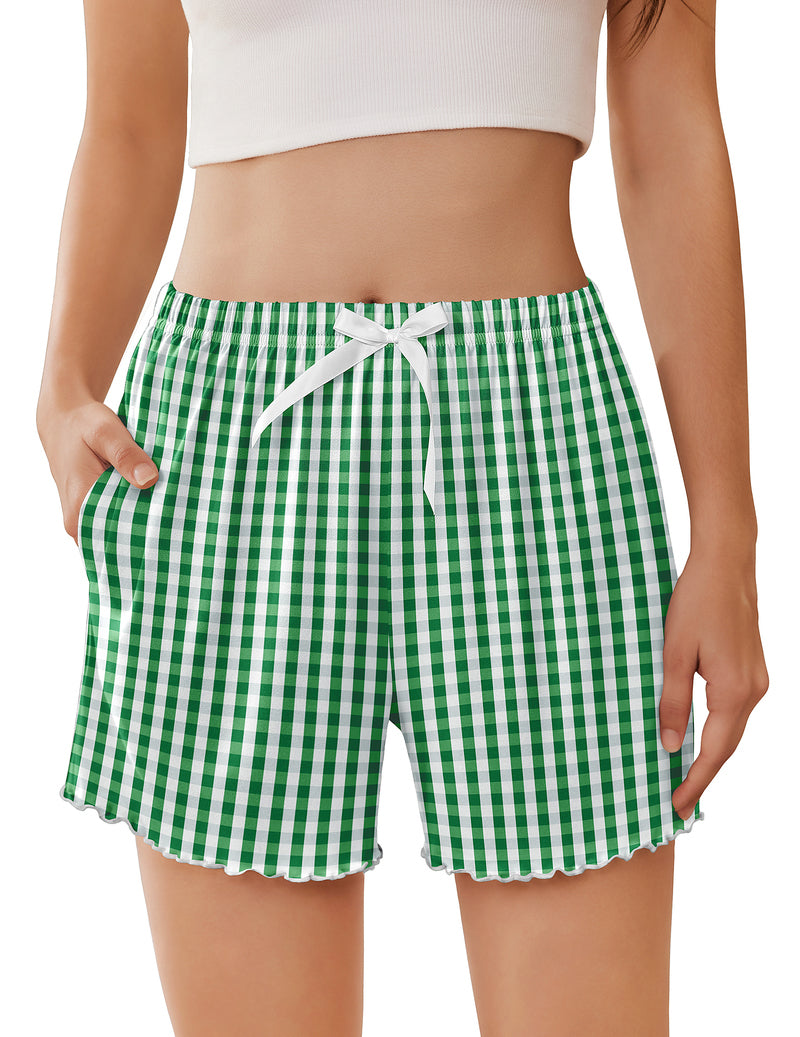 Ekouaer 2-Pack Ruffle Pajama Shorts Elastic Waist with Pockets