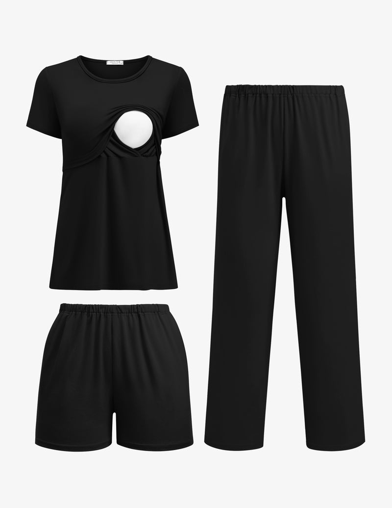 3 Piece Postpartum Nursing Pajamas Set