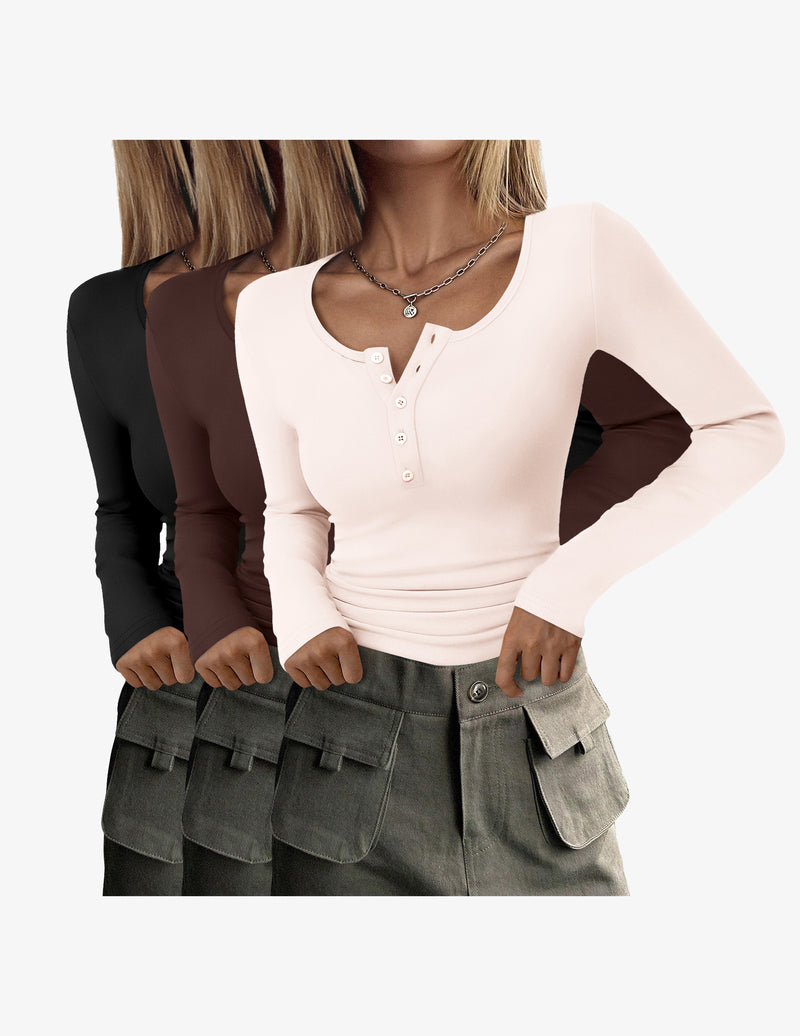 3 Packs Slim Fit Tops Basic Layer Soft Thermal Undershirts