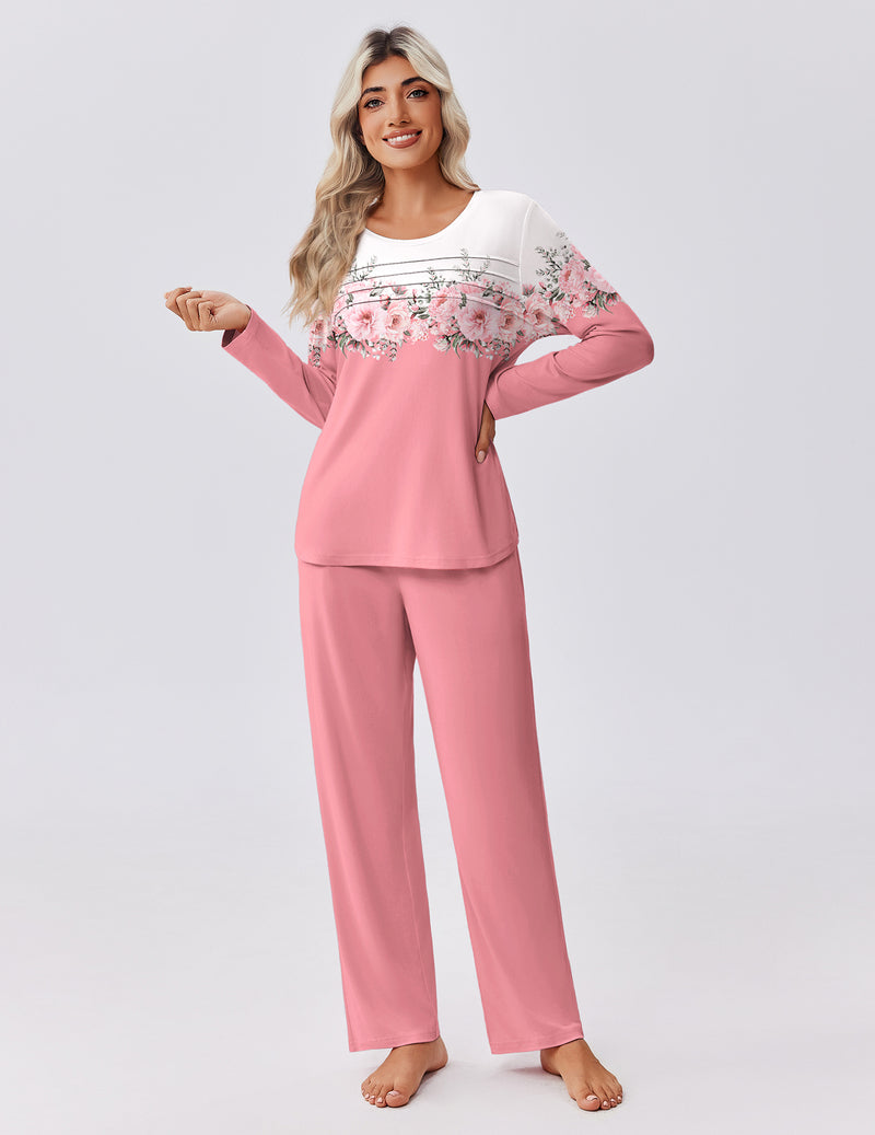 Pajama Sets Pleated Tops with Long Pants Lounge Set