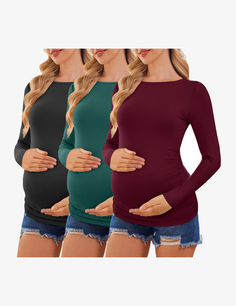 3 Packs Pregnancy Tops Long Sleeve Tunic Tees