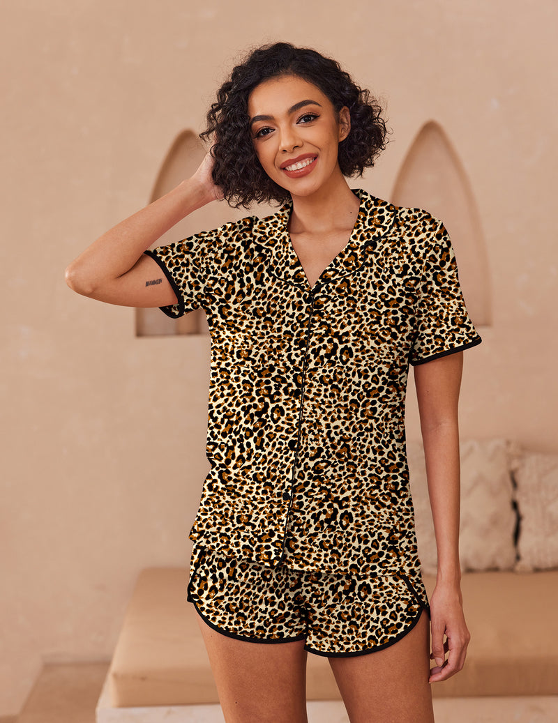 Button Up Sleepwear 2 Piece Pjs Lounge Set