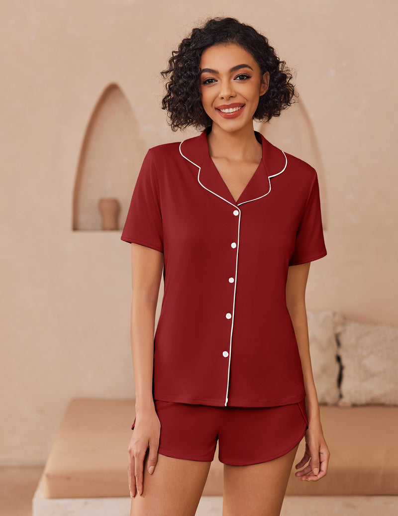 Button Up Sleepwear 2 Piece Pjs Lounge Set