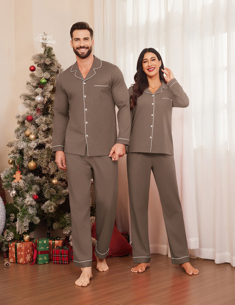 Couple Matching Pajamas 100% Cotton Loungewear Pjs Set