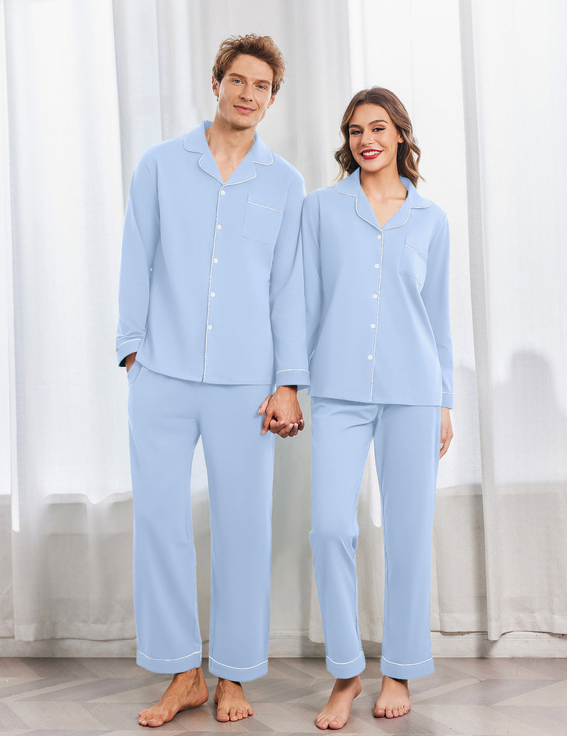 Couple Matching Pajamas 100% Cotton Loungewear Pjs Set