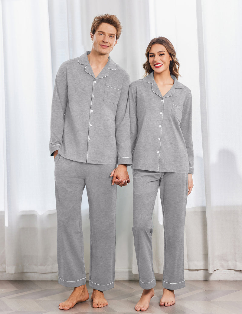 Couple Matching Pajamas 100% Cotton Loungewear Pjs Set