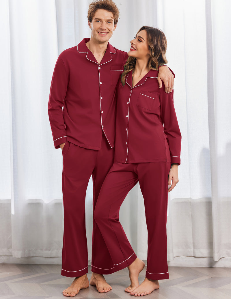 Couple Matching Pajamas 100% Cotton Loungewear Pjs Set