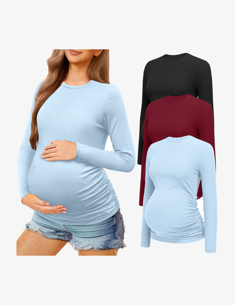 Maternity Long Sleeve Shirt 3Packs Pregnancy Tops