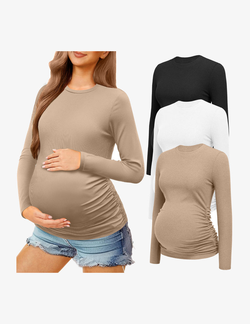 Maternity Long Sleeve Shirt 3Packs Pregnancy Tops