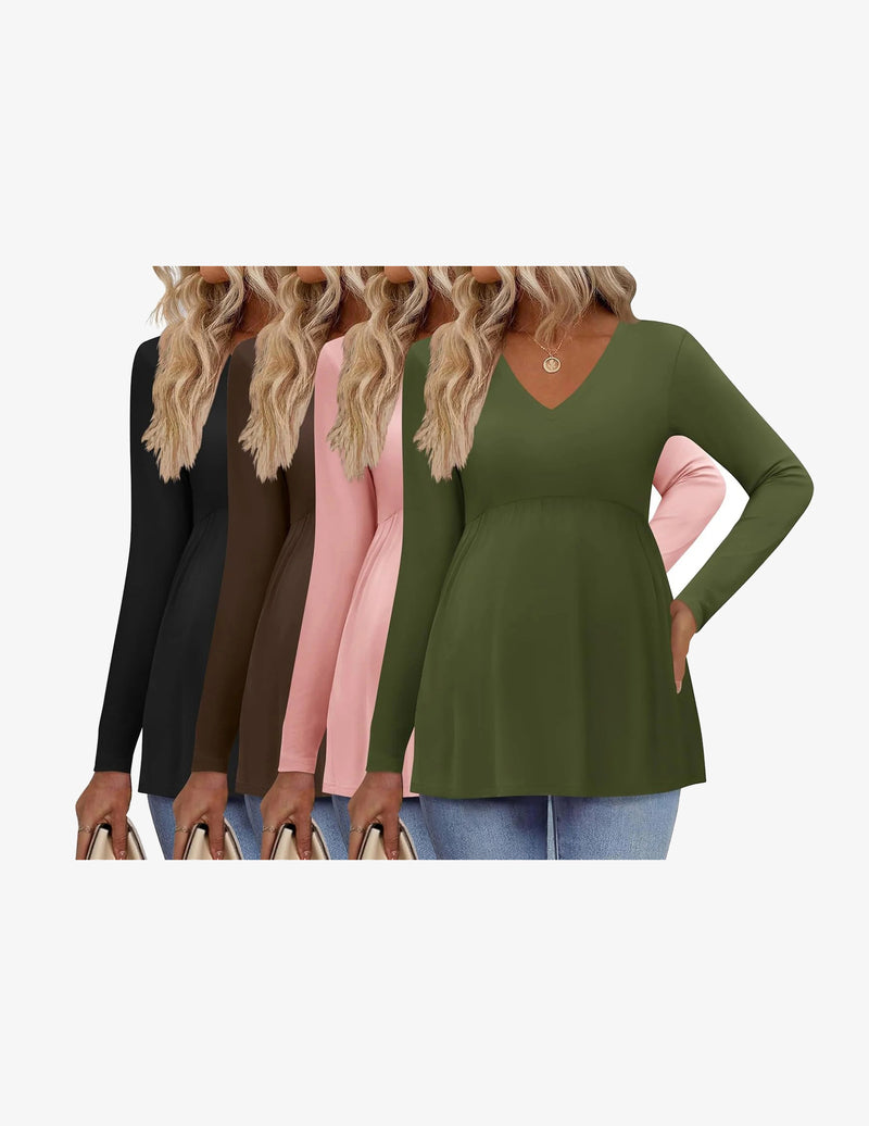 4 Packs Maternity Shirts Long Sleeve Pregnancy Tops