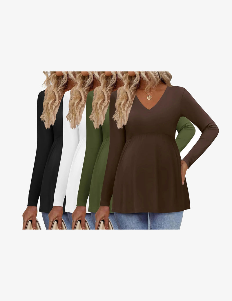 4 Packs Maternity Shirts Long Sleeve Pregnancy Tops
