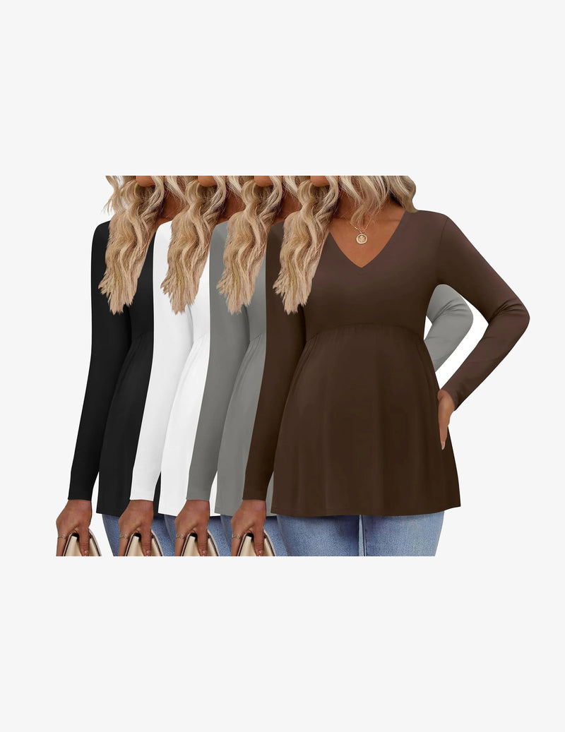 4 Packs Maternity Shirts Long Sleeve Pregnancy Tops