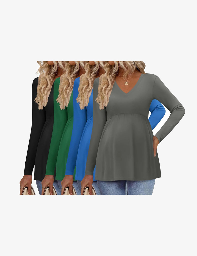 4 Packs Maternity Shirts Long Sleeve Pregnancy Tops
