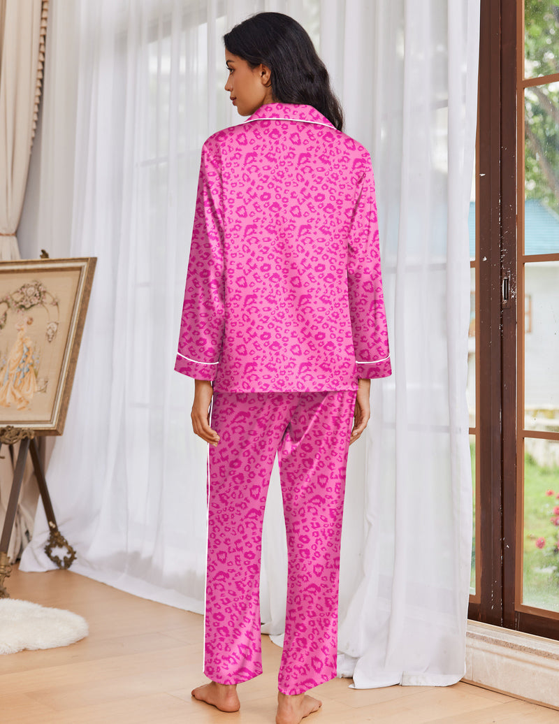 Ekouaer Pajama Sets Satin Silk Pjs Button Down Soft Lounge Sets