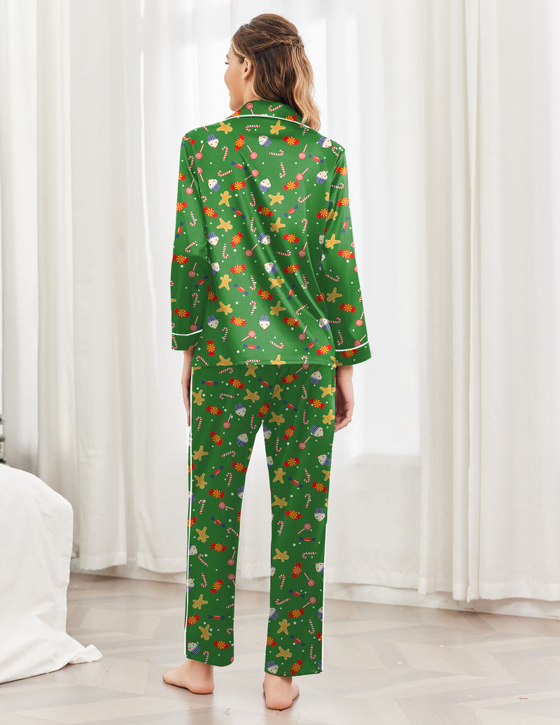 Ekouaer Pajama Sets Satin Silk Pjs Button Down Soft Lounge Sets