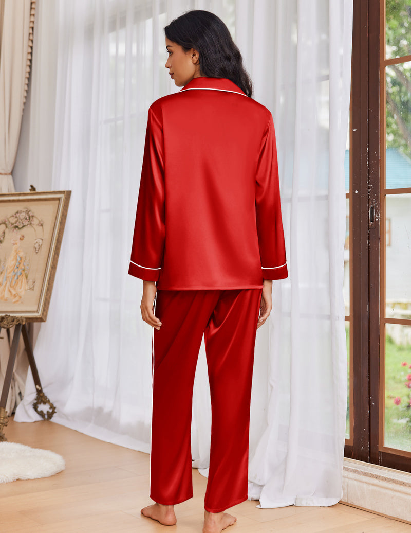 Ekouaer Pajama Sets Satin Silk Pjs Button Down Soft Lounge Sets