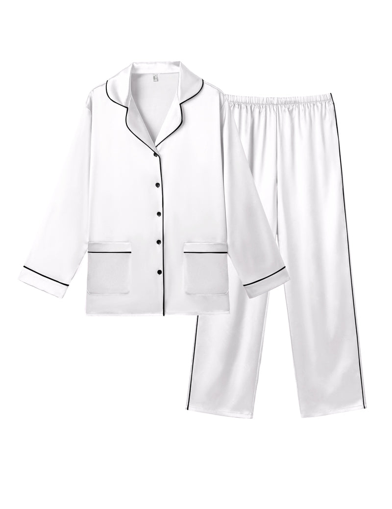 Ekouaer Pajama Sets Satin Silk Pjs Button Down Soft Lounge Sets