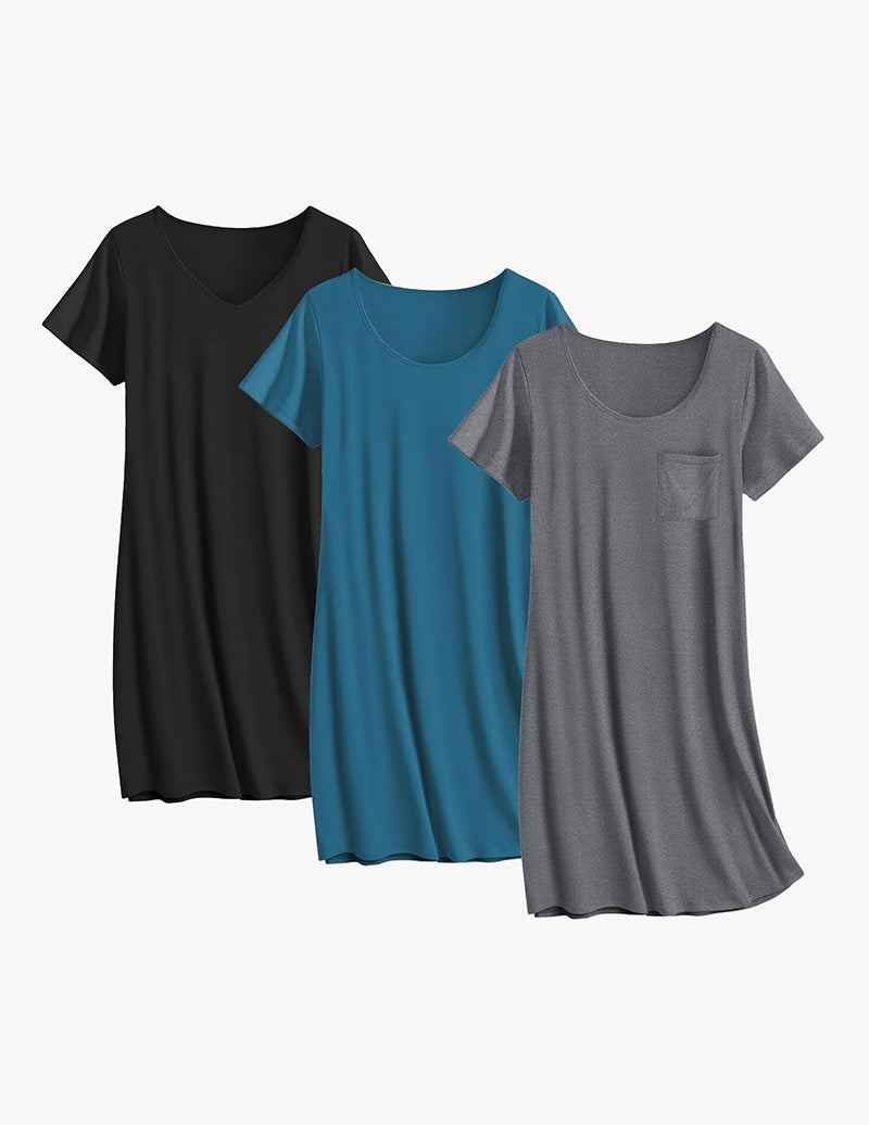 Cotton 3 Pack Night Gown Print Sleepwear Dress