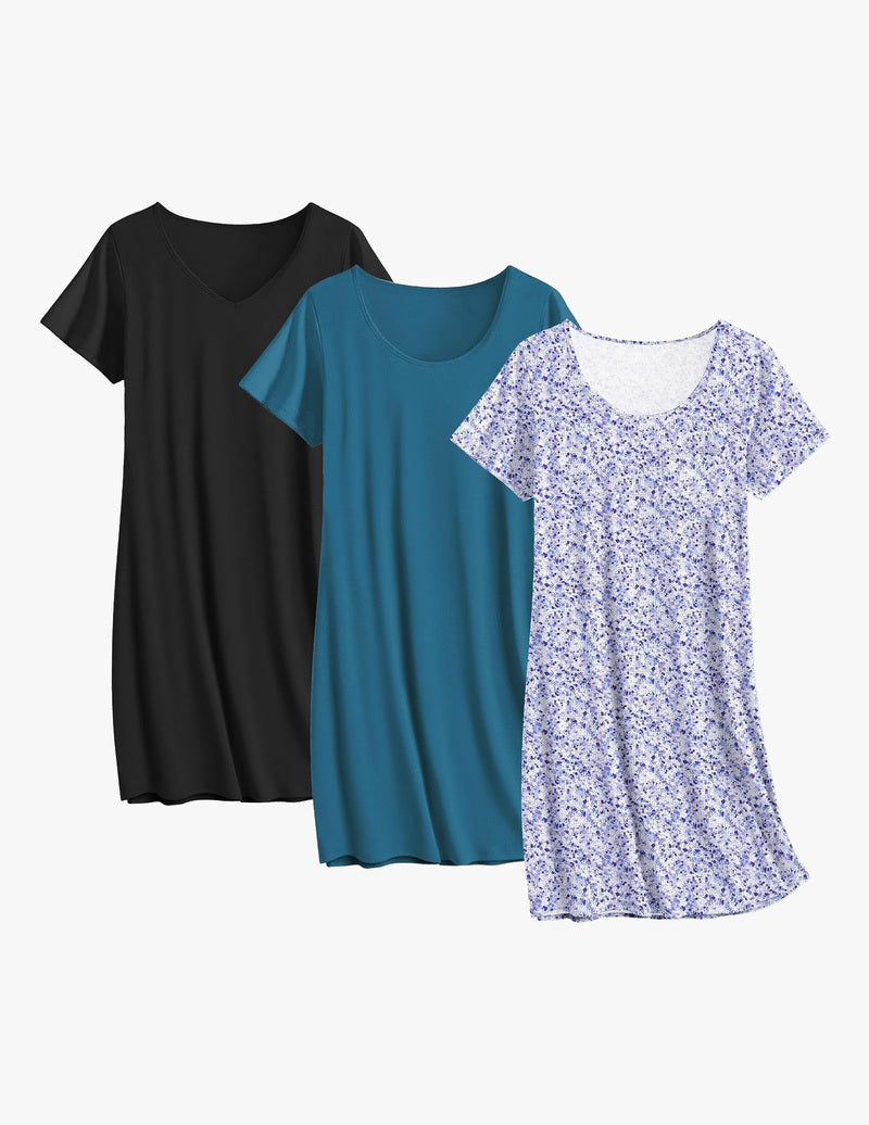 Cotton 3 Pack Night Gown Print Sleepwear Dress