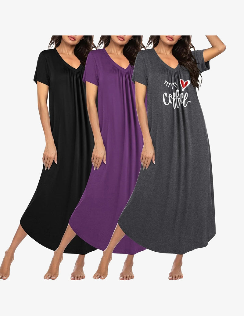 3 Pack Plus Size Long Nightgowns Plus Size House Dress