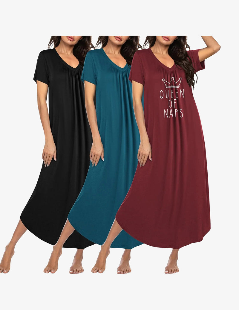 3 Pack Plus Size Long Nightgowns Plus Size House Dress