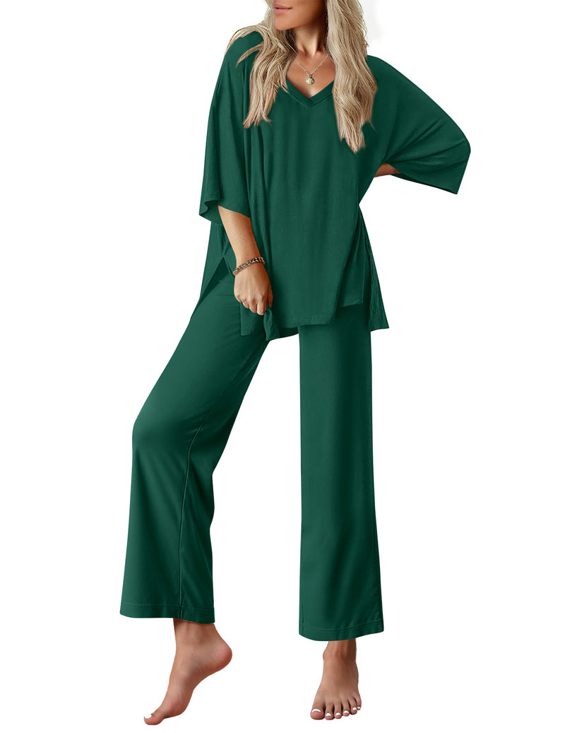 Short Sleeve Tops and Long Pants Soft 2 Piece Outfits