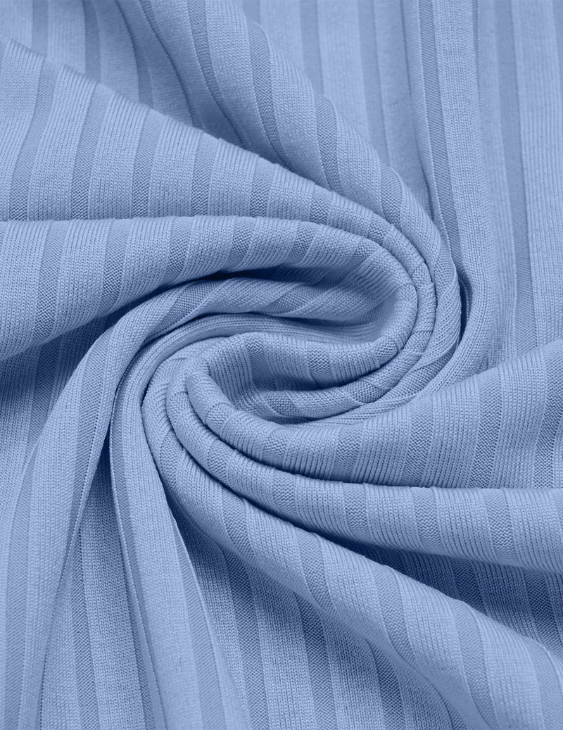 Light blue ribbed maternity tank fabric close-up, knit texture and soft stretch