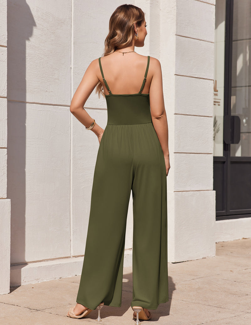 Sleeveless Strap Jumpsuit One Piece Wide Leg Romper