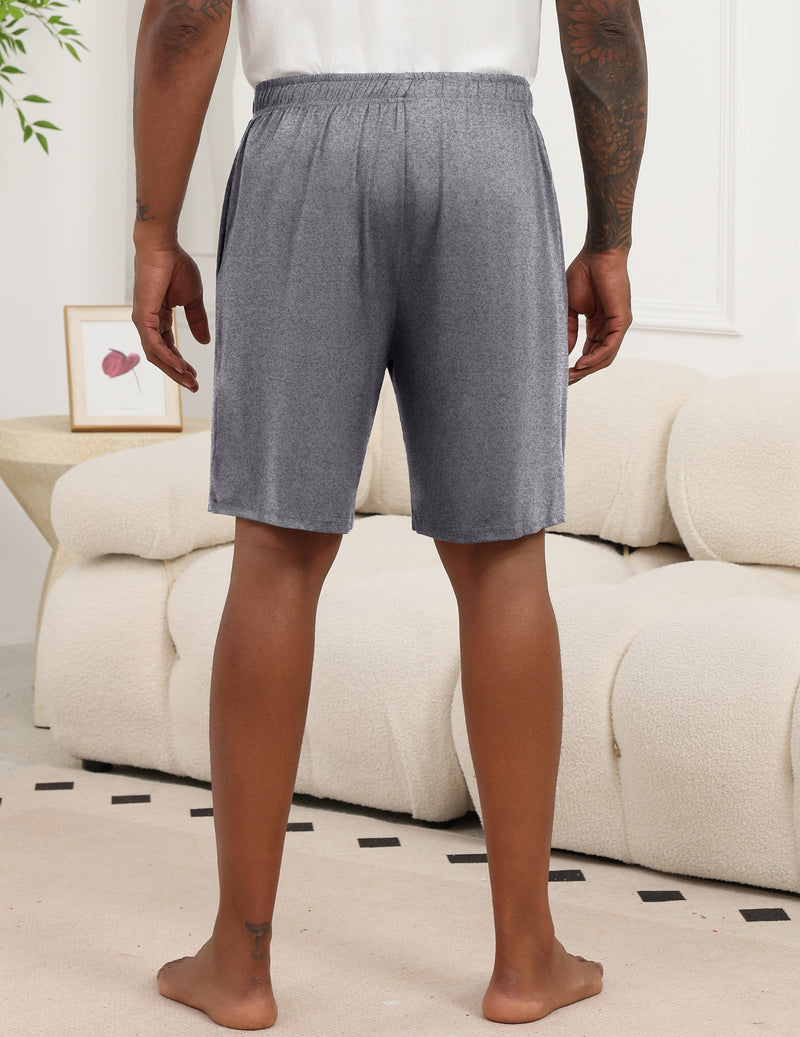 Men's elastic waist pajama shorts, heather gray with drawstring
