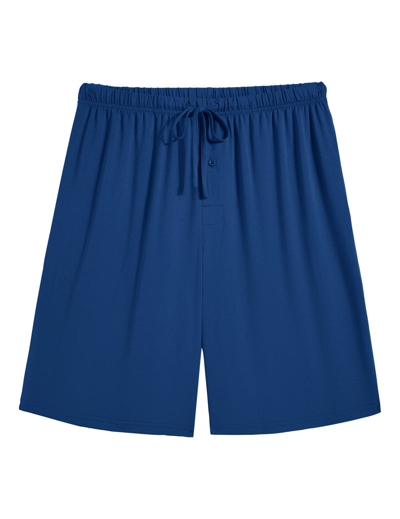 Men's pajama shorts, bamboo rayon, royal blue, elastic waistband with drawstring