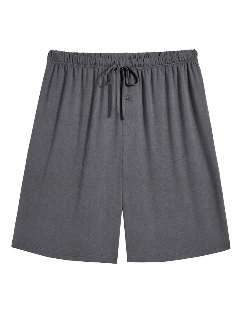 Men's pajama shorts, bamboo rayon, charcoal gray, elastic waistband with drawstring