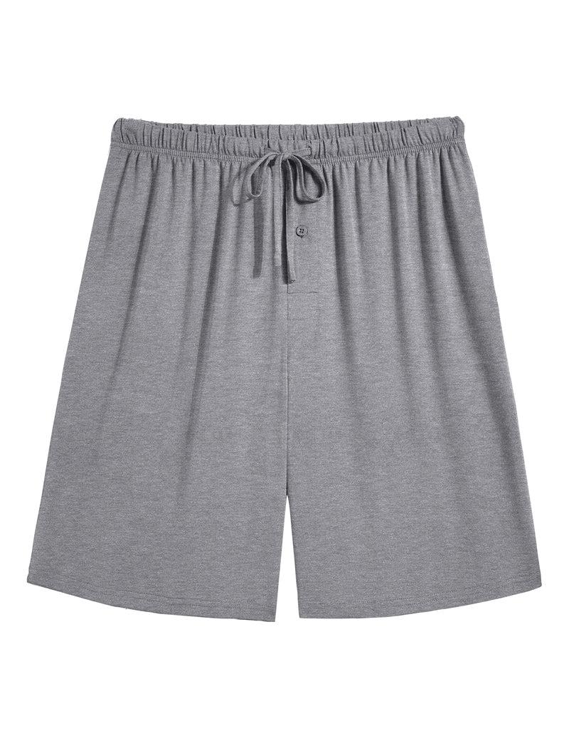 Men's pajama shorts, bamboo rayon, light gray, elastic waistband with drawstring