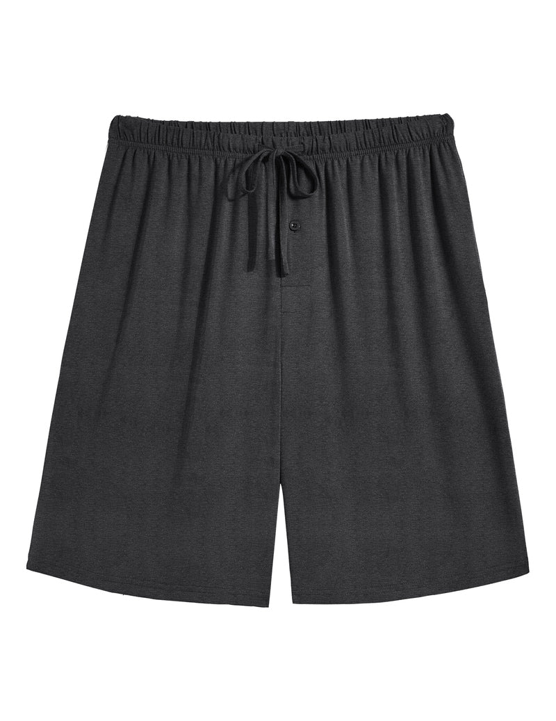 Men's pajama shorts, bamboo rayon, dark gray, elastic waistband with drawstring