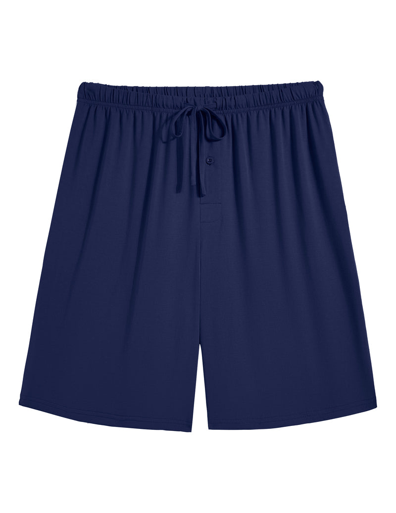 Men's pajama shorts, bamboo rayon, navy blue, elastic waistband with drawstring