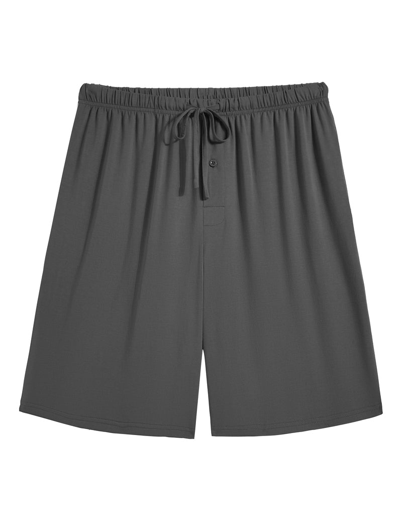 Men's pajama shorts, bamboo rayon, medium gray, elastic waistband with drawstring