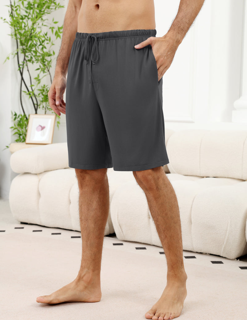 Men's pajama shorts in charcoal gray with elastic drawstring waistband.