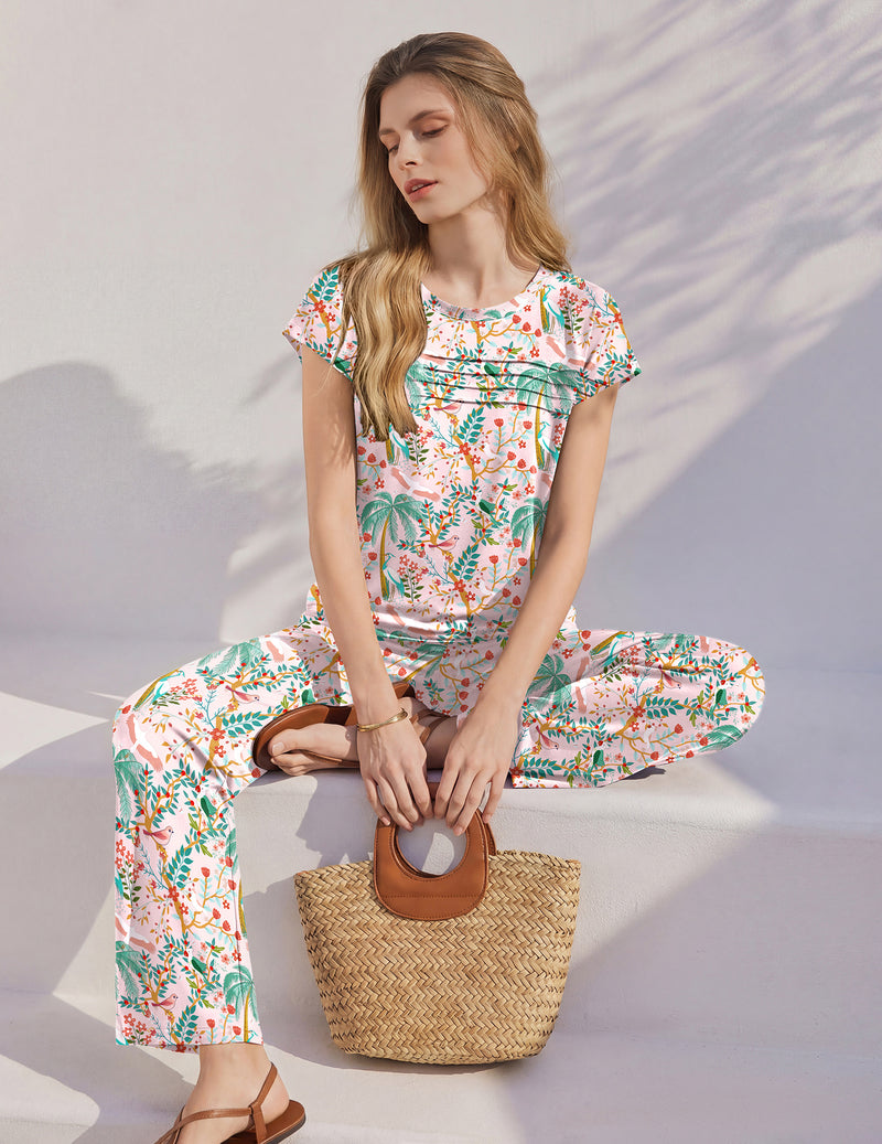 Ekouaer Two Piece Cap Sleeve Summer Set